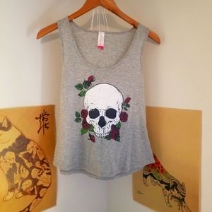 Scull and Rose crop top tank